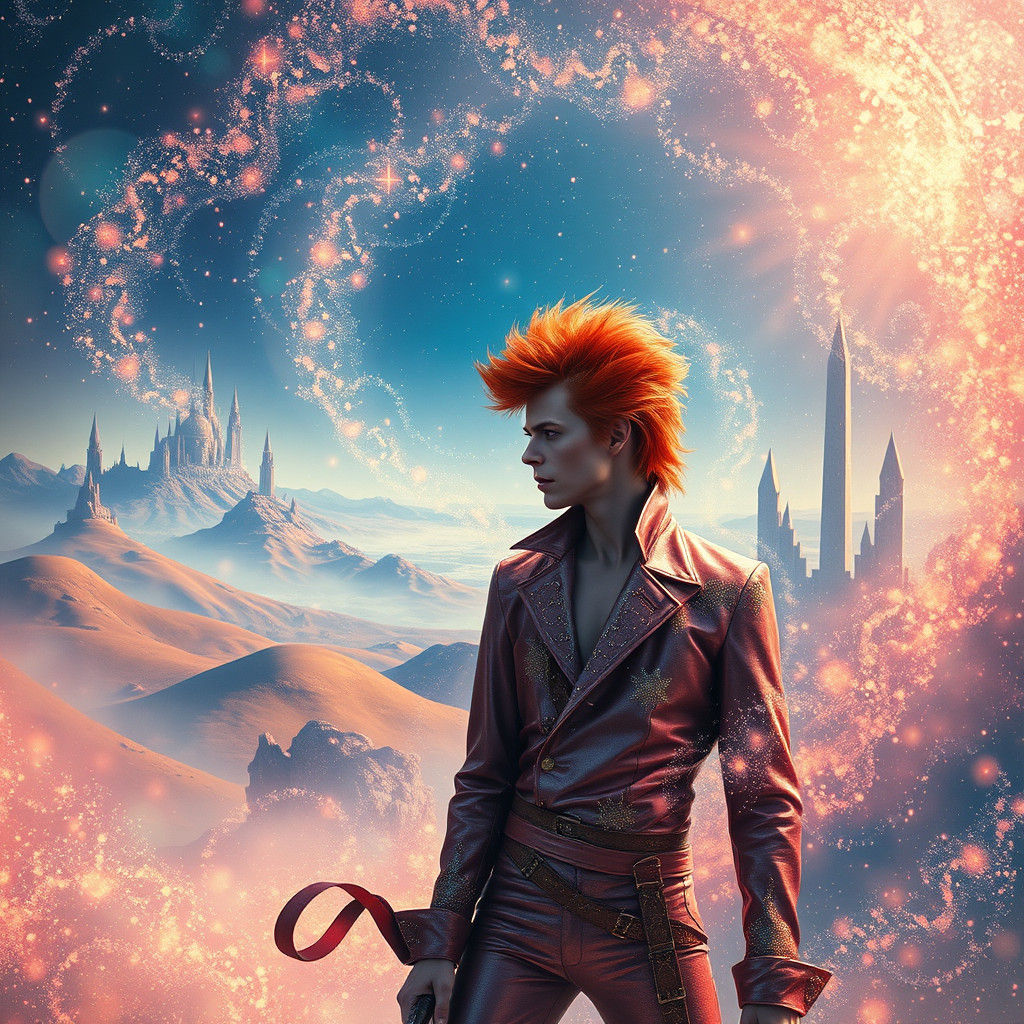 Ziggy Stardust in Iridescent Mist, Dreamlike Sci-Fi Art