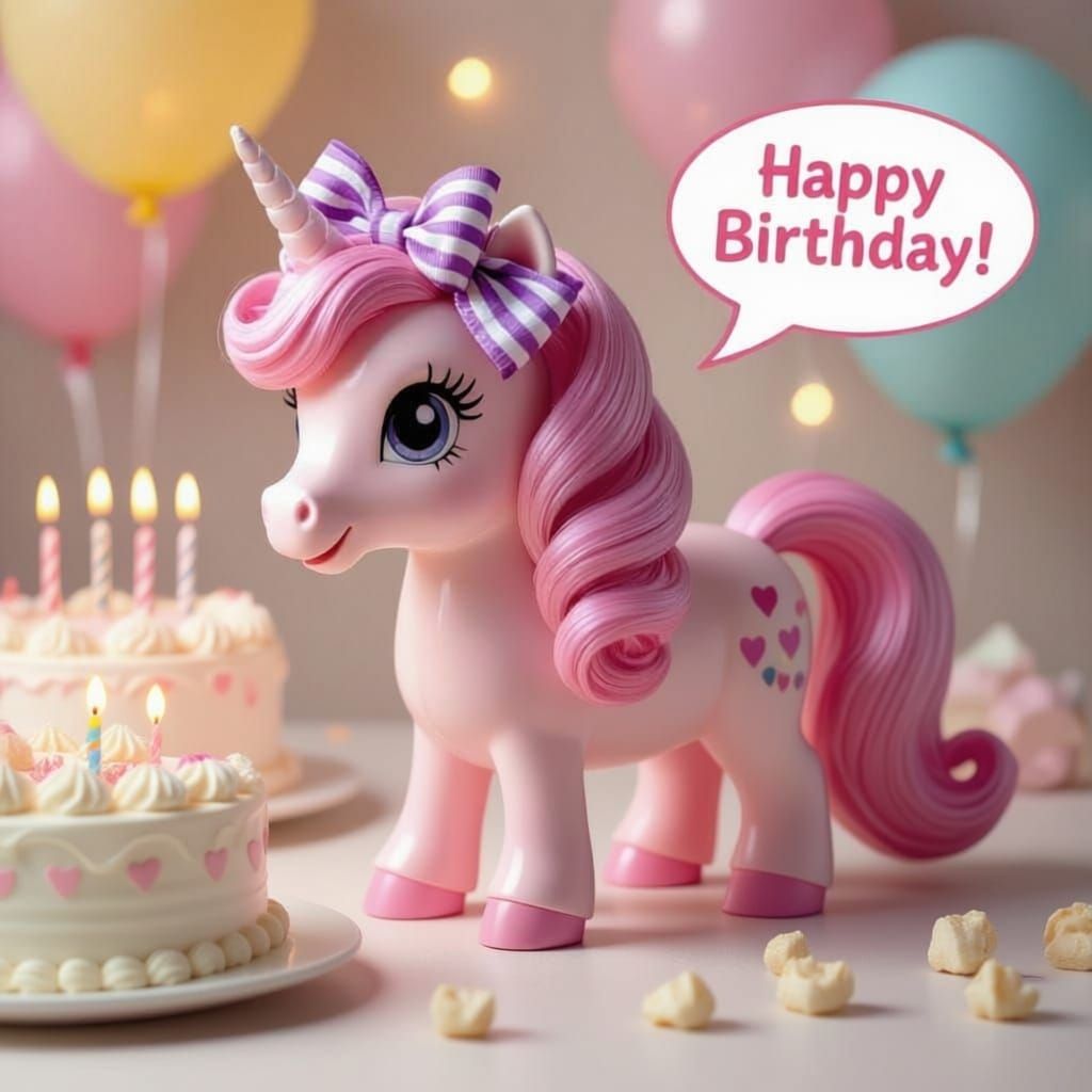 Vintage My Little Pony Toy with Birthday Decorations