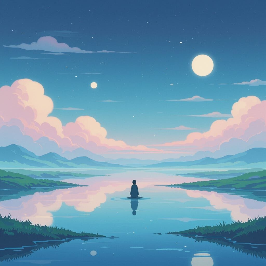 Serene Futuristic Landscape in Oversesy Style