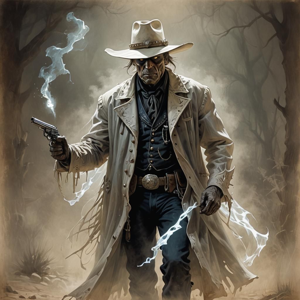 Ethereal Cowboy Apparition in the Old West