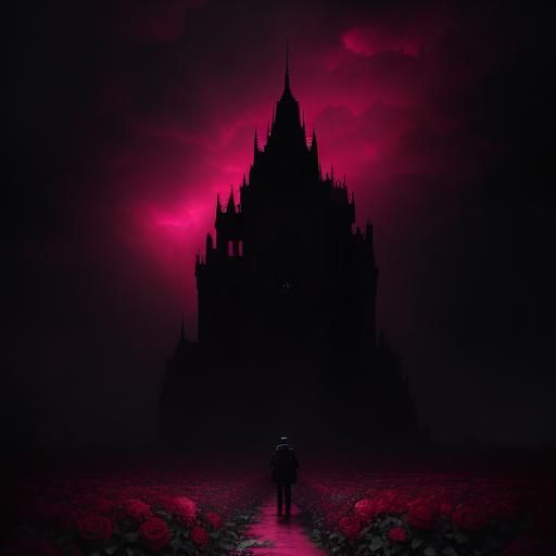 Dramatic Farewell Scene with Pink Roses: Digital Matte Paint...