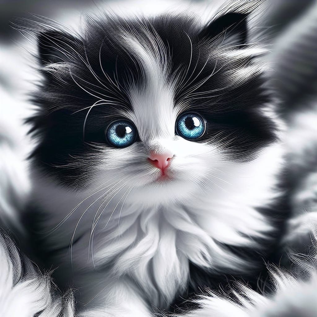 Adorable Fluffy Kitten with Bright Blue Eyes