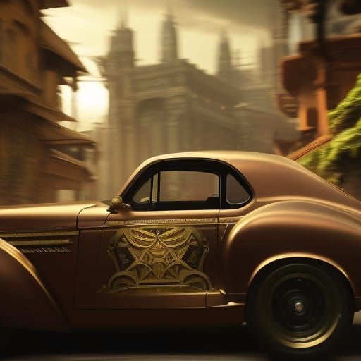 Jesus Christ Drives a Vintage Car: Sepia Photography