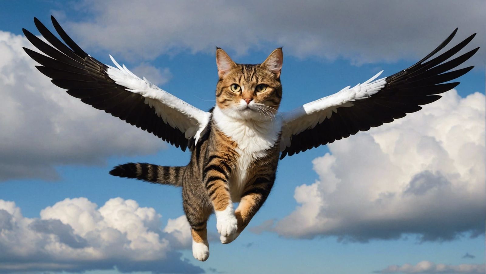 Winged Cat in Flight: A Whimsical Creation