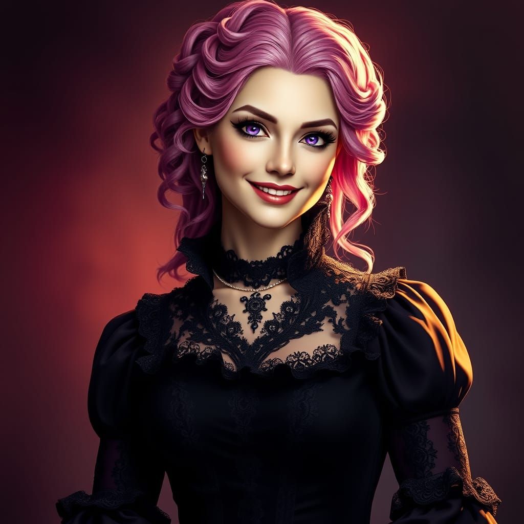 Regal Gothic Queen with Violet Eyes in Exquisite 8K Concept ...