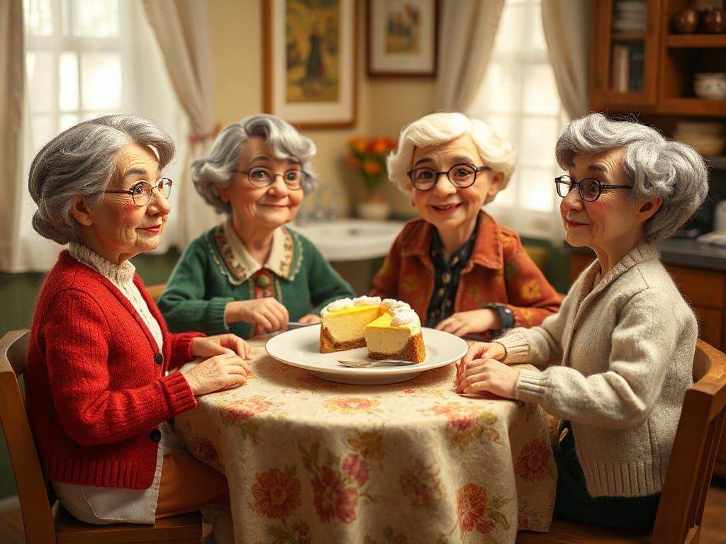 Cozy Felt Women Share Cheesecake: Stop-Motion Style