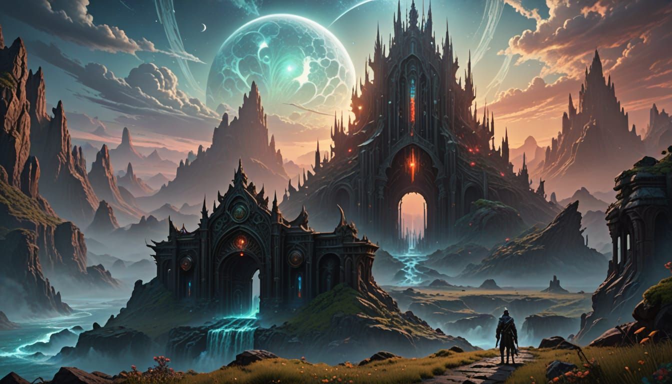 Lone Wanderer Before Alien Gate, as Concept Art