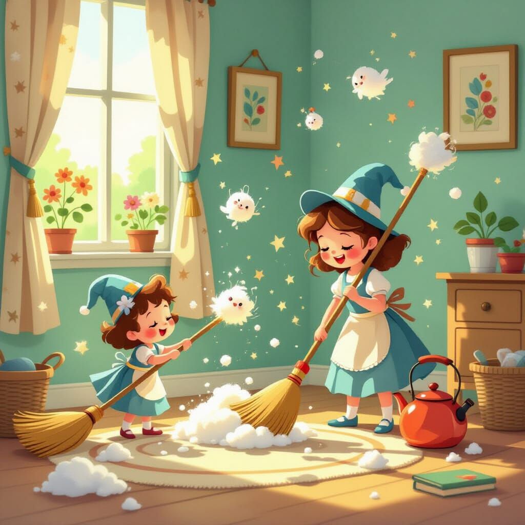 Magical Chores Performed with Whimsical Fantasy Flair