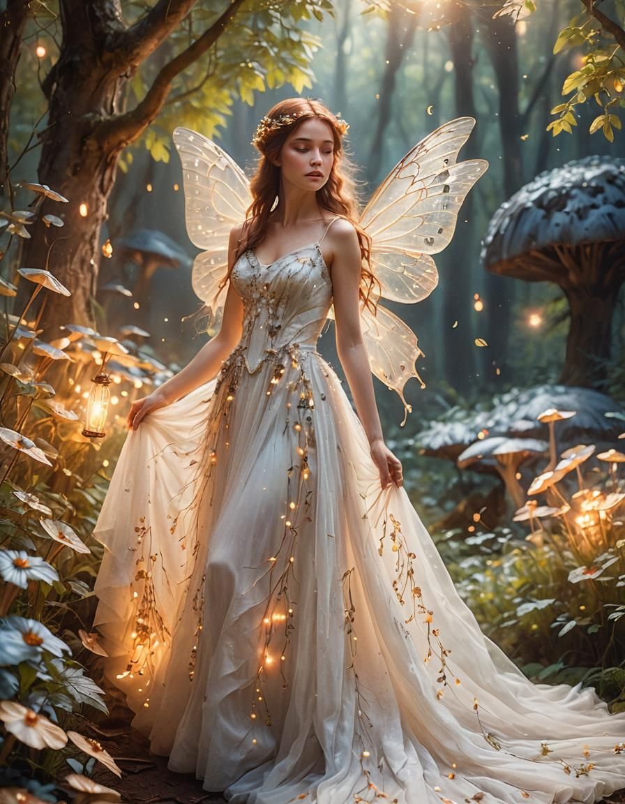 Ethereal Woman in Misty Forest, Dreamy Art
