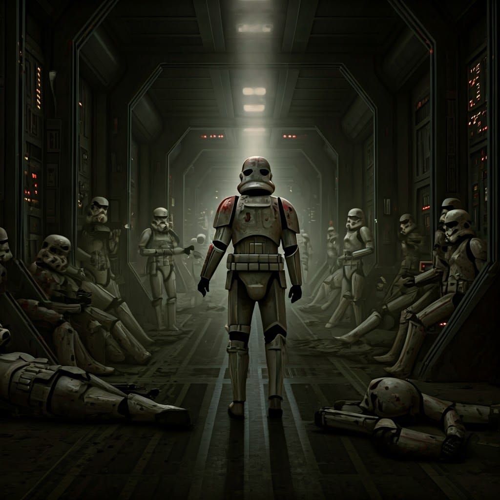 Stormtrooper Battles Zombie Horde on Star Destroyer
