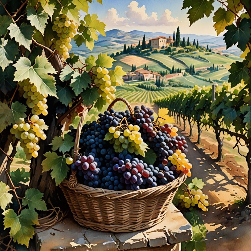 Whimsical Tuscan Vineyard in Soft Focus