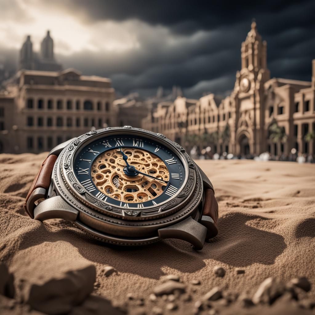 Hourglass Cityscape in Hyperrealistic Style