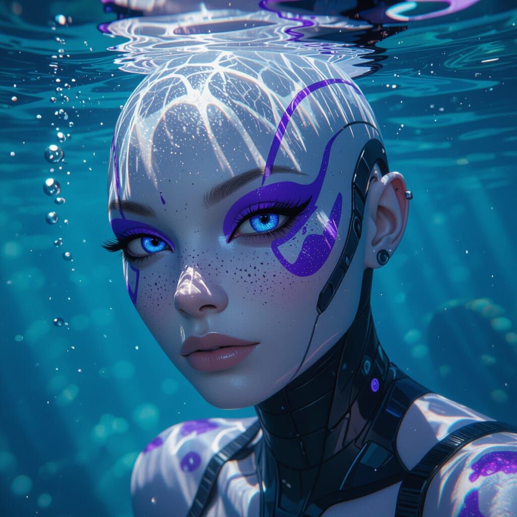 Underwater Vulcan Woman with Futuristic Aesthetic