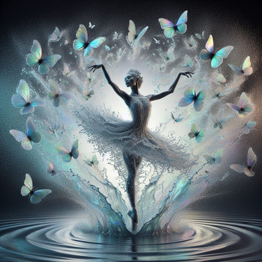 Water Ballerina Dances with Opalescent Butterflies