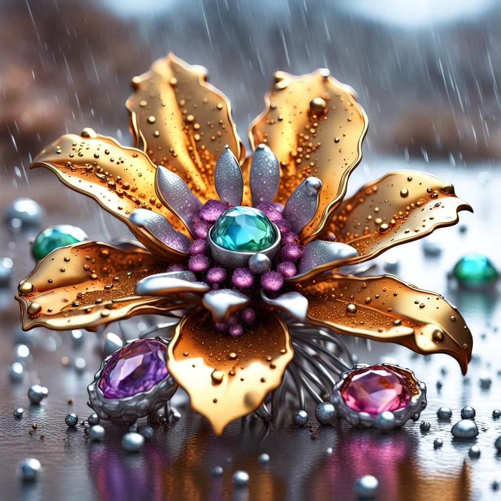 Metallic Hellebores Orientalis in Desert Oasis: 3D Render