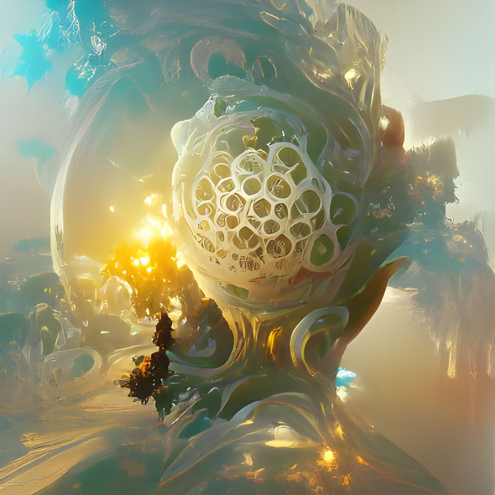 Intricate Flower of Life in Rococo Style
