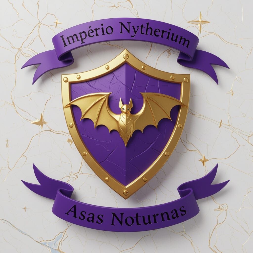Golden Bat Shield Emblem with Purple and Gold Accents
