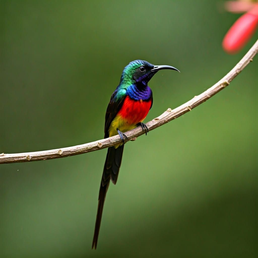 Surreal Tropical Bird in Iridescent Plumage