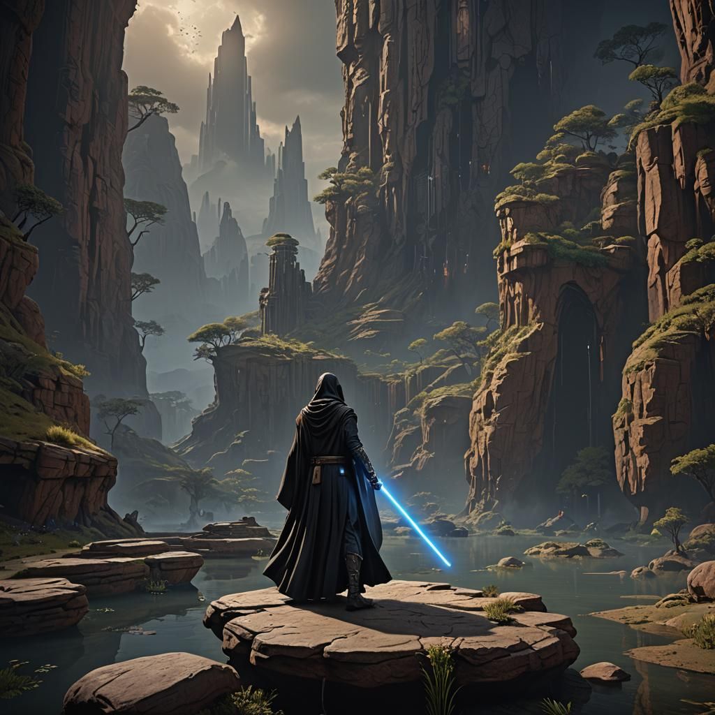 Ethereal Jedi Shadow in Dark Robes