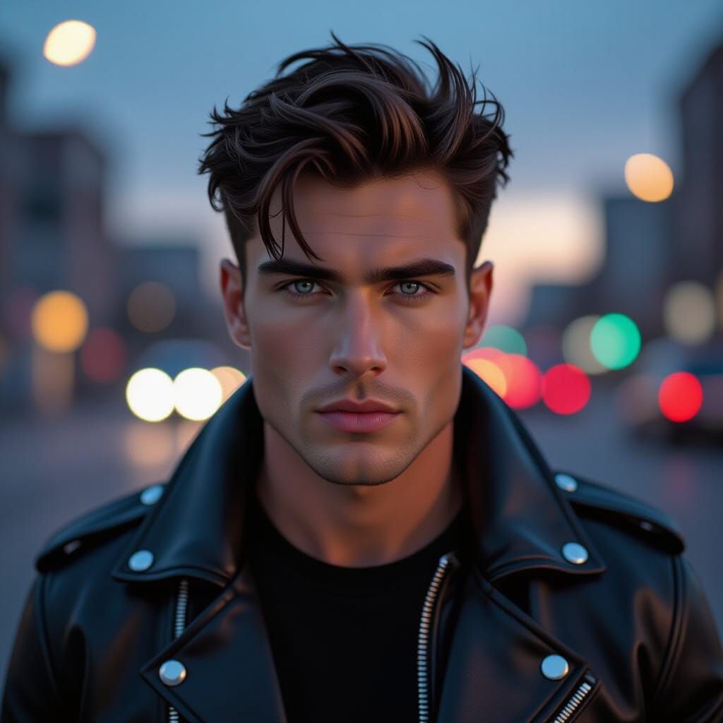 Cyberpunk Portrait with Piercing Blue Eyes