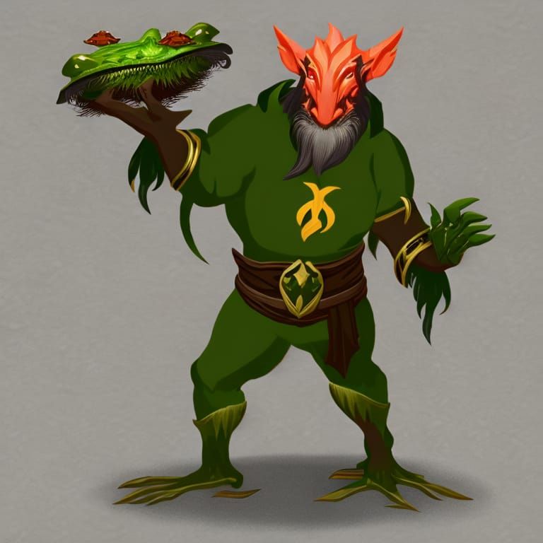 Swamp Druid with Frog in Firelight