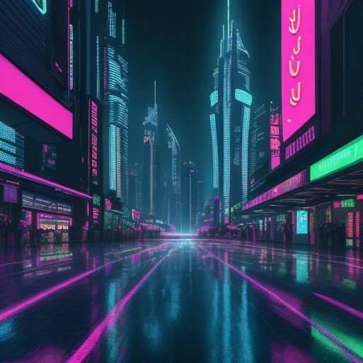 Cyberpunk Dubai: Neon Reflections in the City