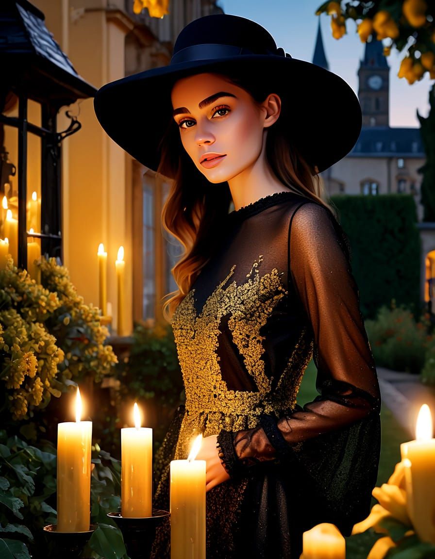 Elegant Nighttime Portrait in Oil and Acrylic