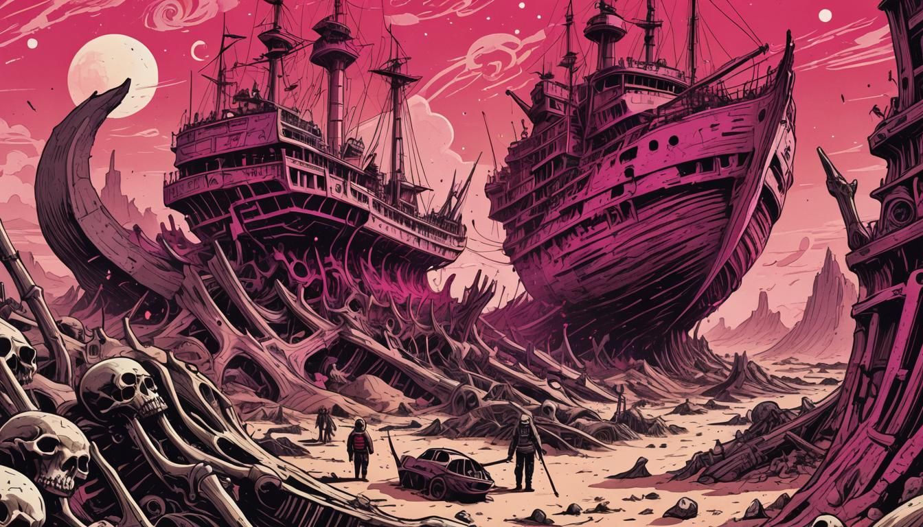 Martian Desert Comic Book Illustration in Polish Style