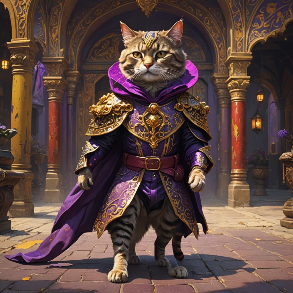 Cat as Matador in Dark Fantasy Style