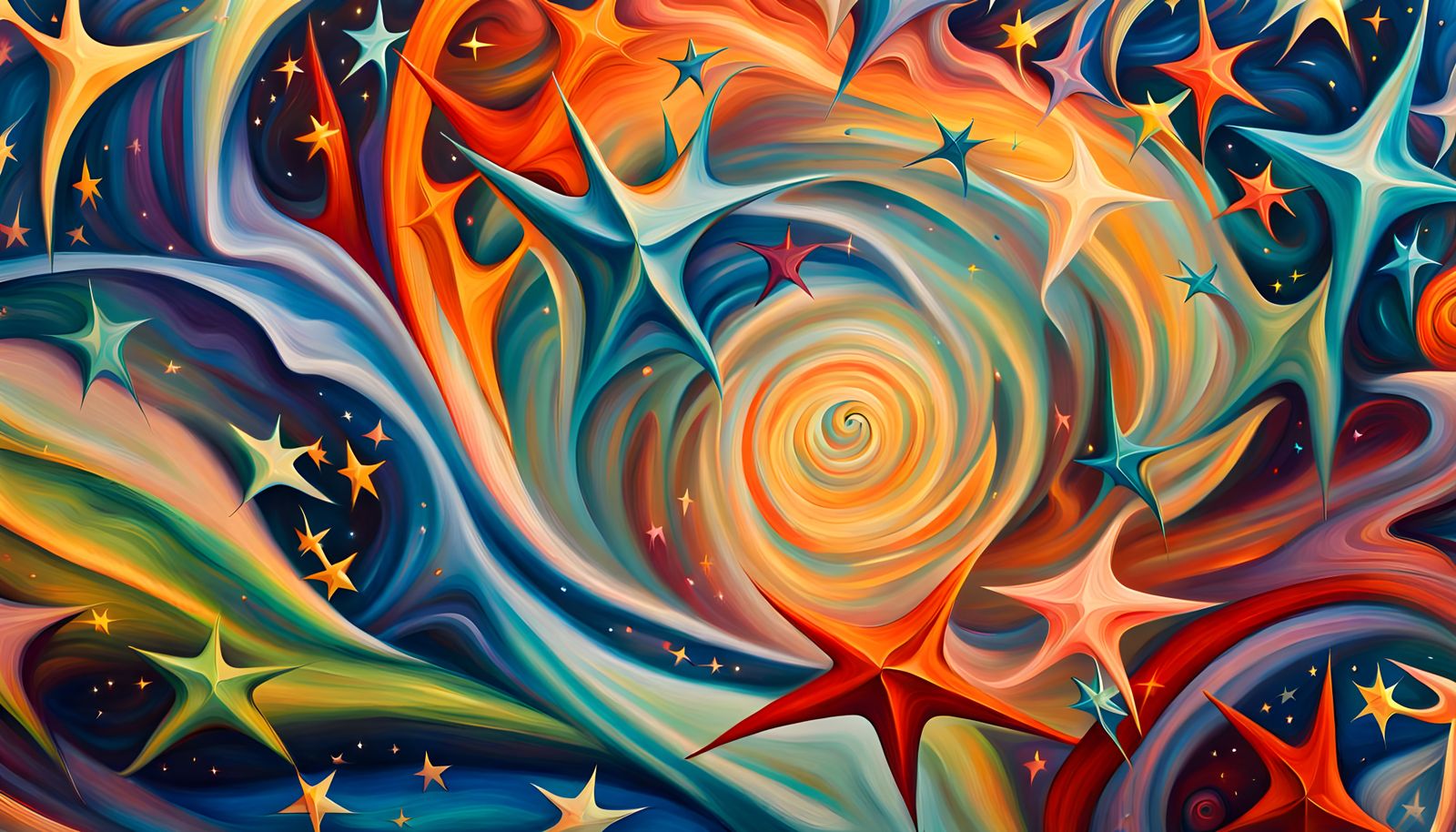 Iridescent Star Cluster in Abstract Expressionist Style