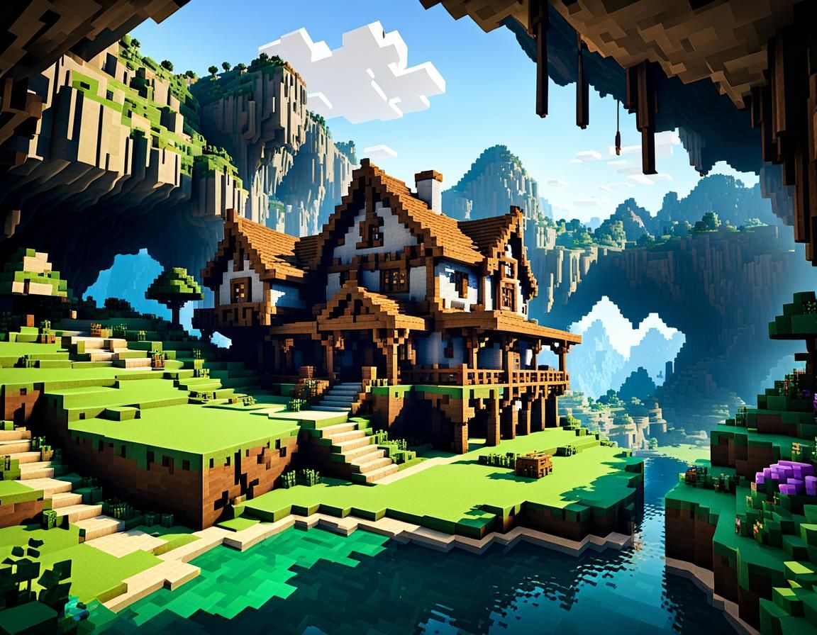 Minecraft House Near Cave Entrance