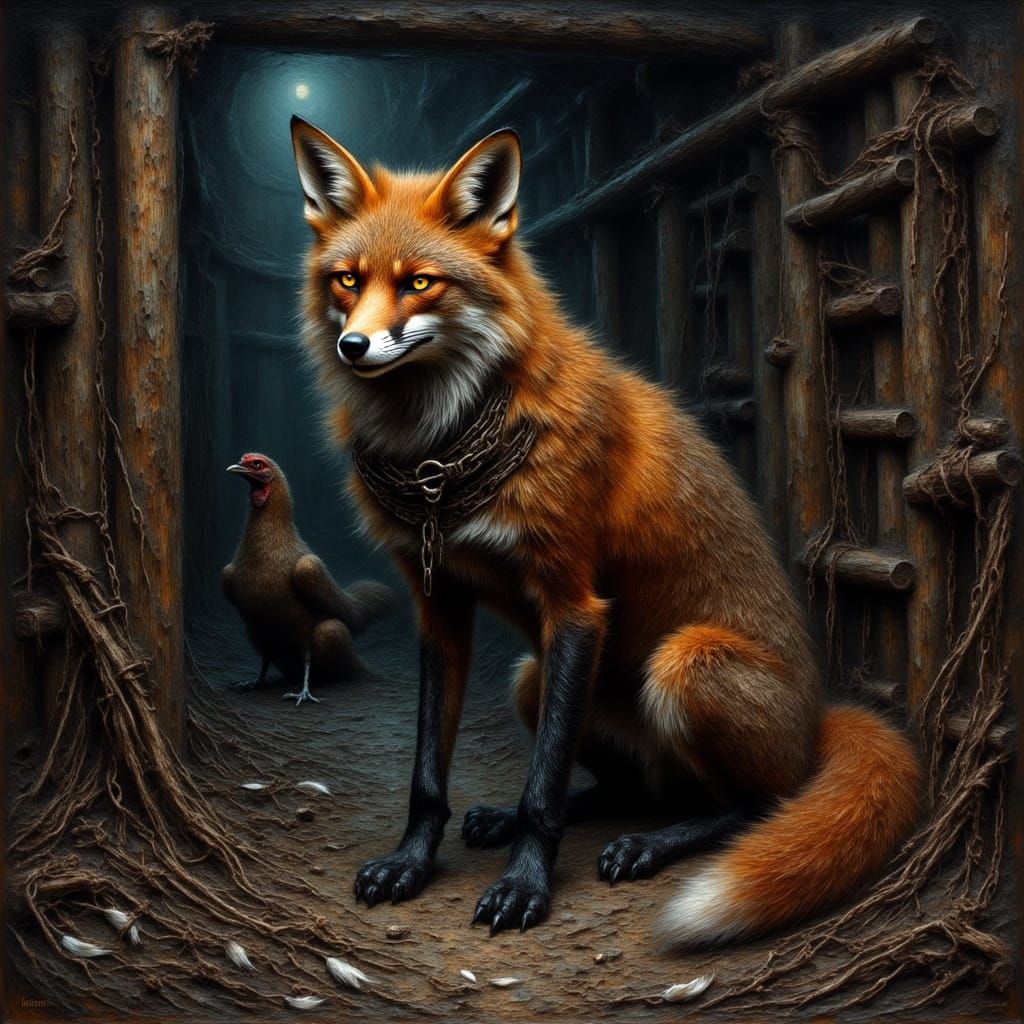 Macabre Fox in a Haunted Henhouse
