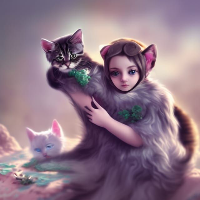 Girl and her cat