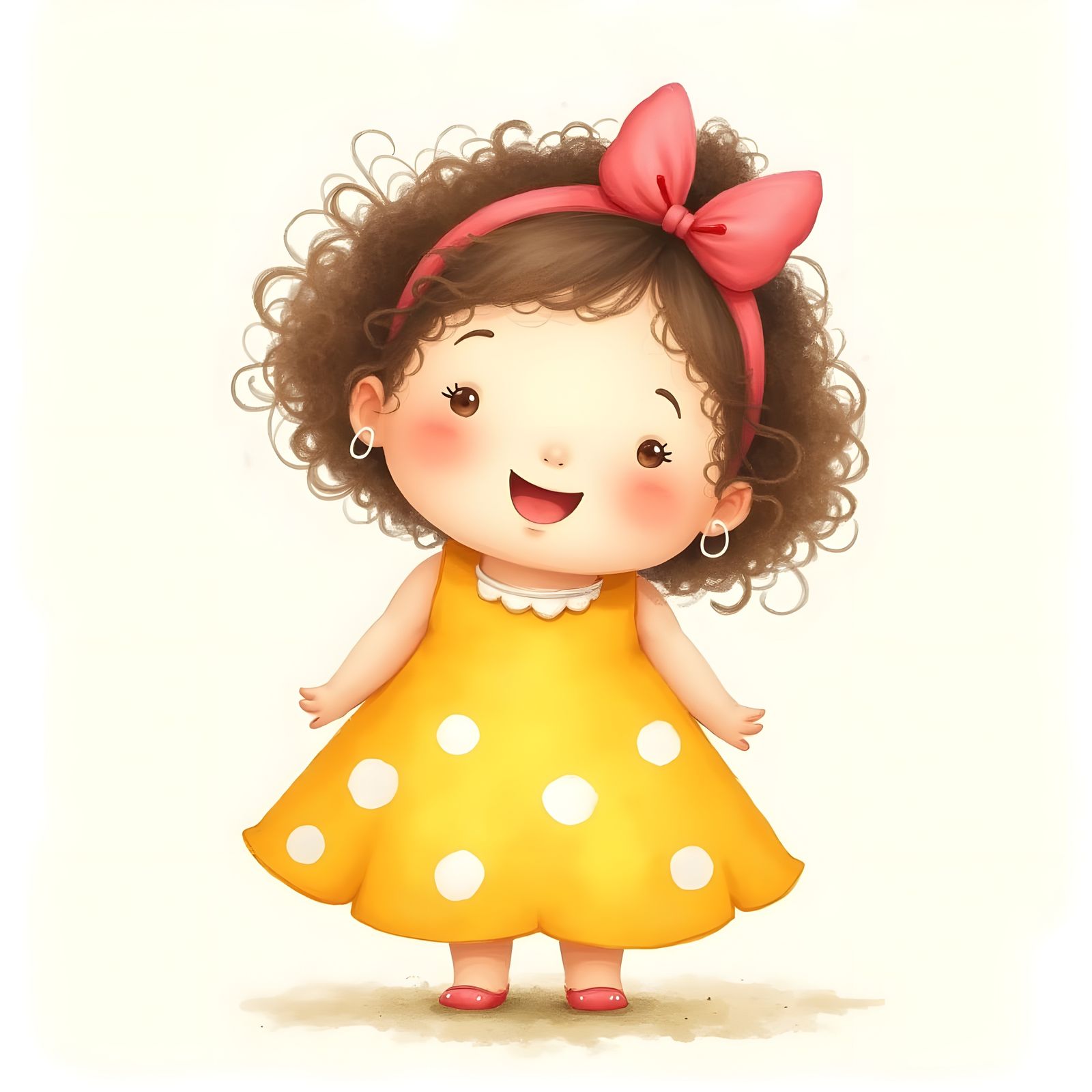 Whimsical Girl Portrait in Watercolor Style