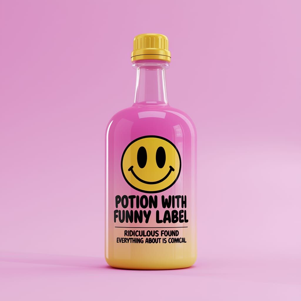 Colorful Potion Bottle with Comical Label Art