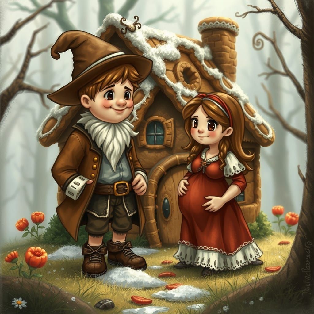 Dark Fantasy Hansel and Gretel in Gingerbread Castle