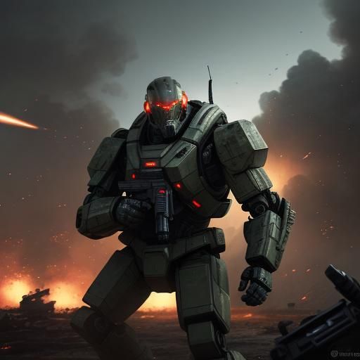 Intense Battle Between Humans and AI Robots