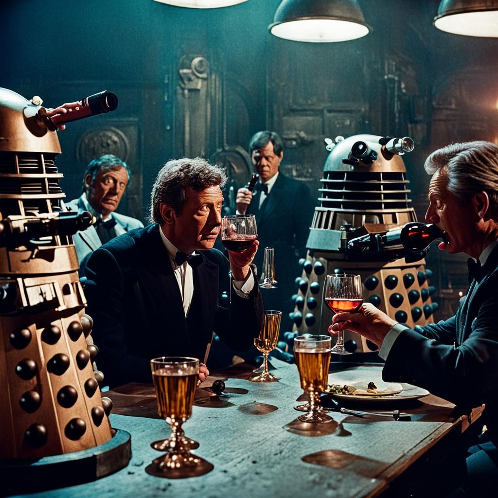 Daleks Wine Night: A Cinematic Film Still