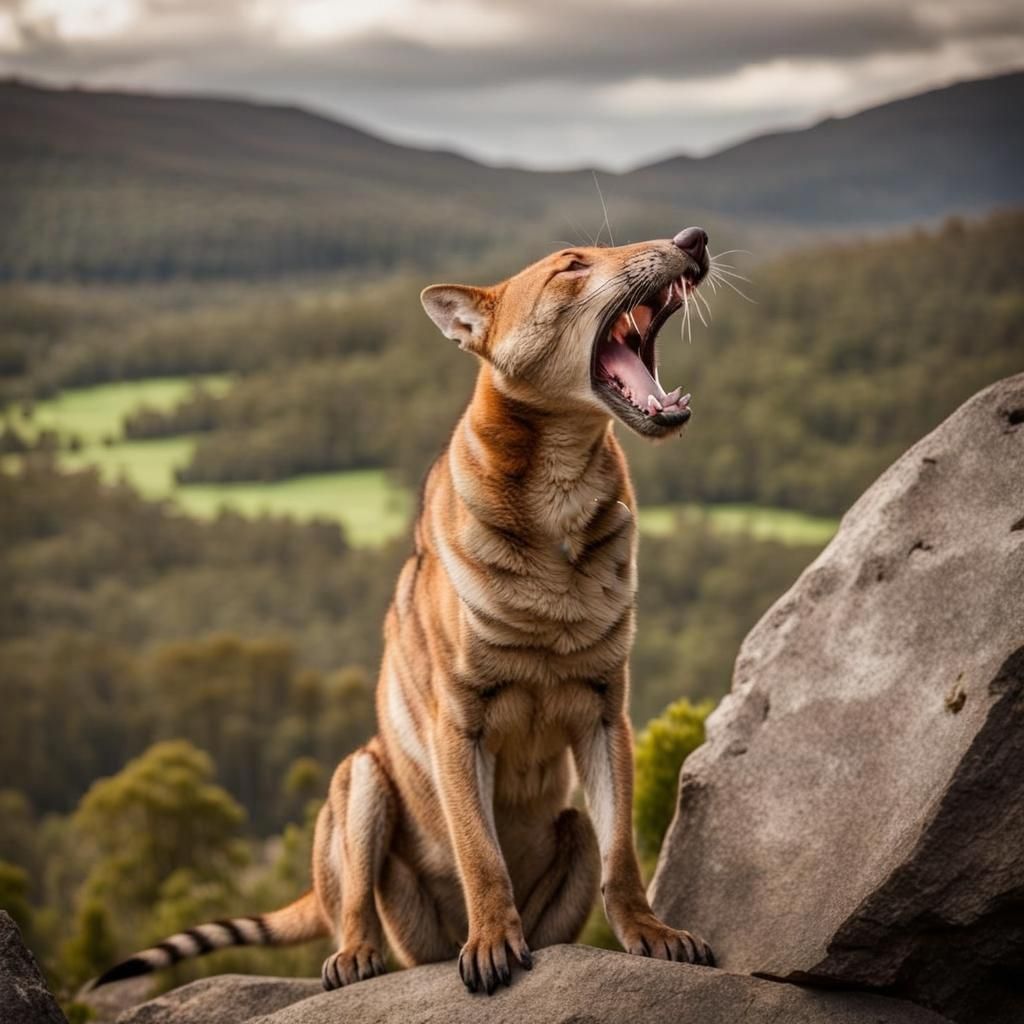 Yawning Thylacine