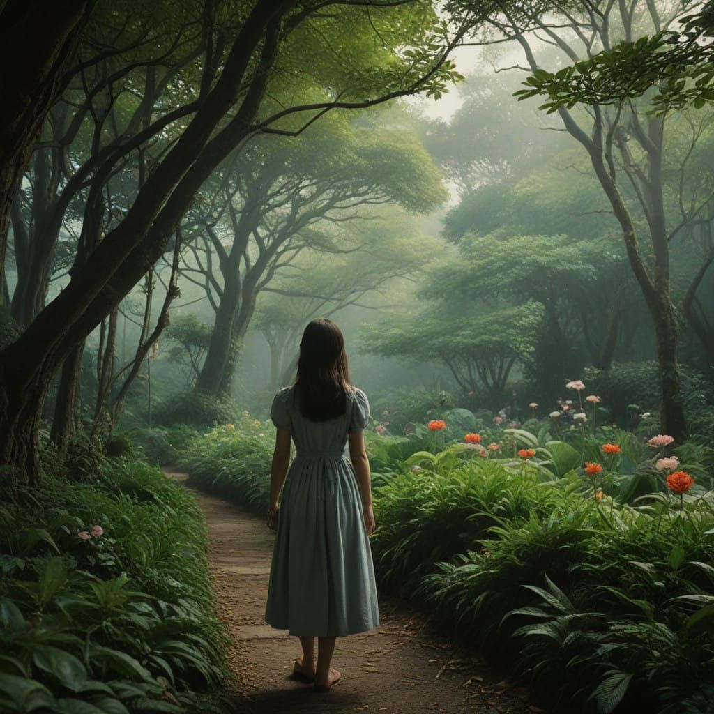 Ethereal Secret Garden in Cinematic Style