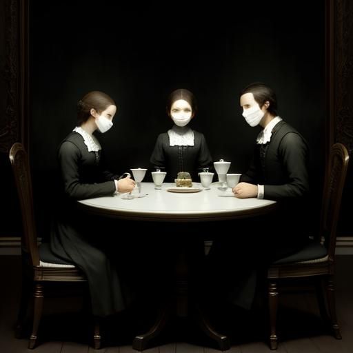 Faceless Porcelain Family: A Haunting Scene