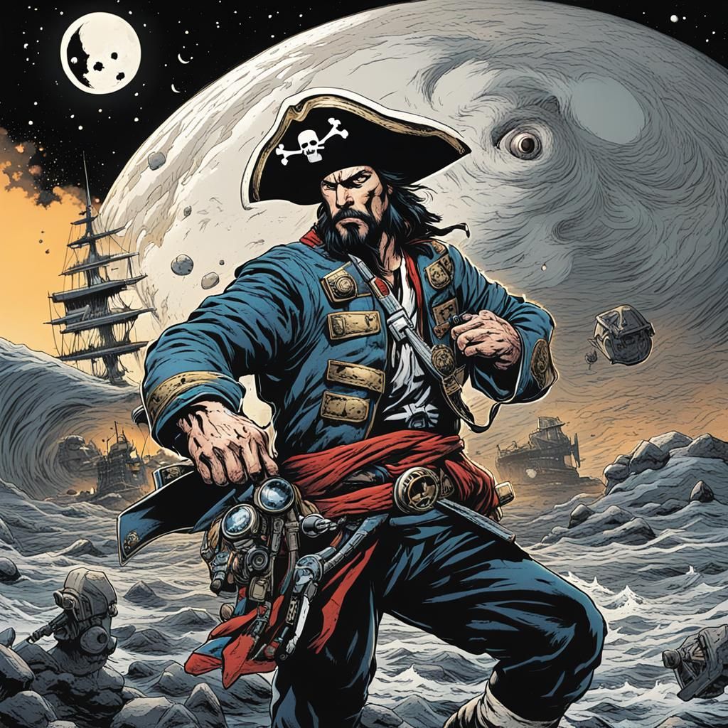 Space Pirate Comic Cover: Epic Cosmic Battle