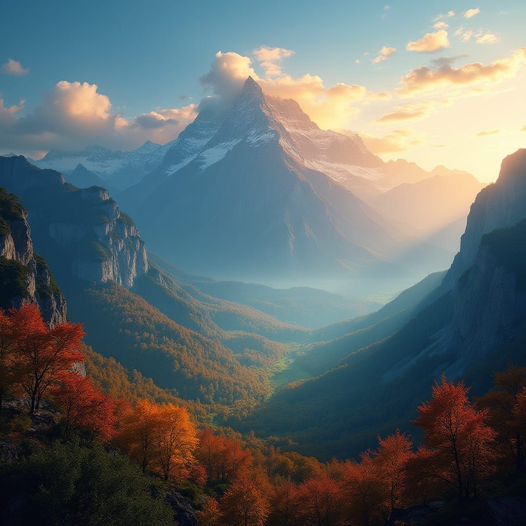 Hyperdetailed Autumn Mountain Vista in 4K