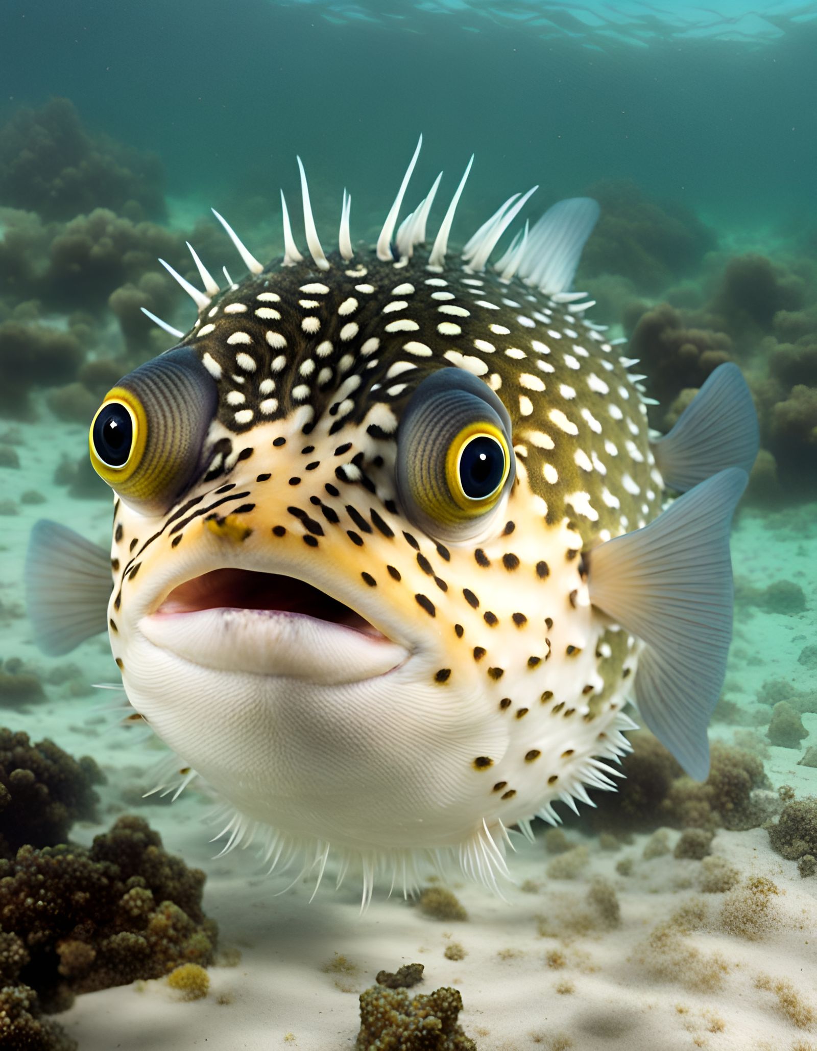 Puffer Fish in Ocean: A Simple AI Art