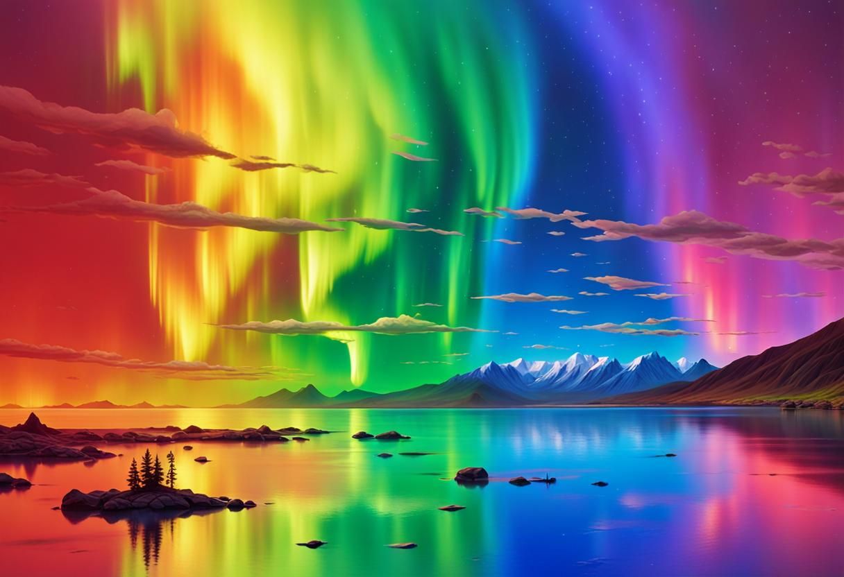 Aurora Borealis Over Icelandic Lake: Digital Matte Painting