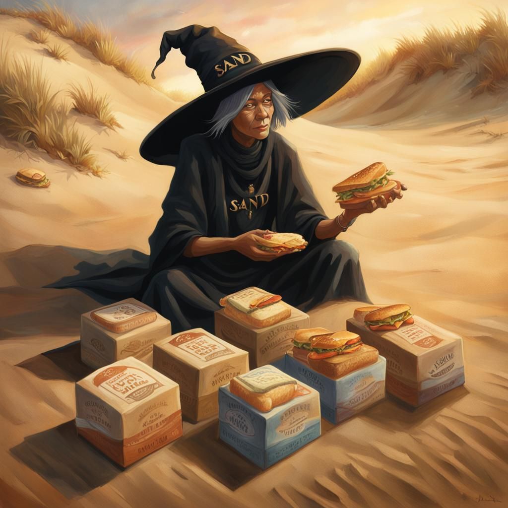 Sandwiches wrapped in a package that shows a picture of a sand witch, text "sand witch" Intricate detail 3D HD 64k