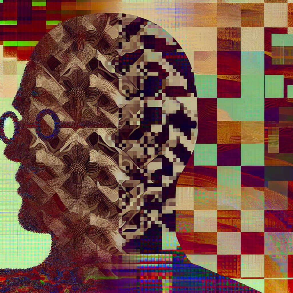 Abstract Face with Fear and Staring Elements