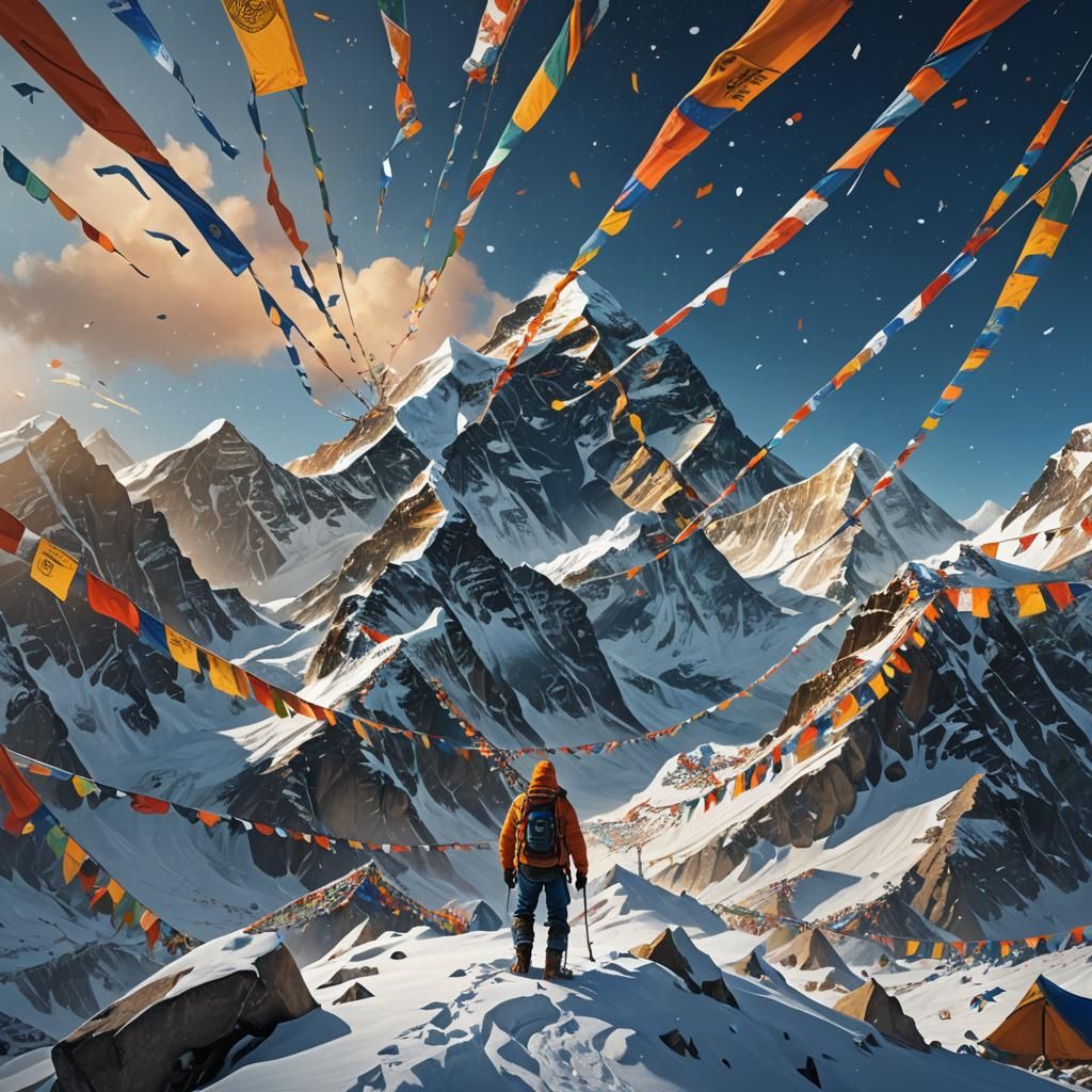 Everest Climber Victory: Digital Matte Painting