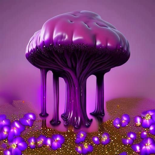 Bioluminescent Purple Mushrooms