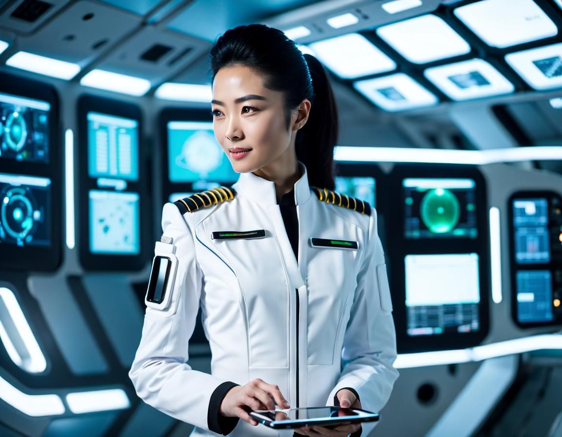 Futuristic Physician in Space Station Hospital, Airbrush Art